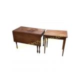 Two Wooden Tables with Drop Leaf