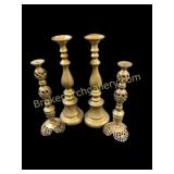 2 Pair Brass Candlesticks