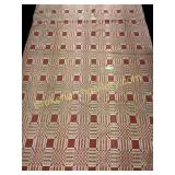 Red and White Overshot Coverlet