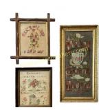 3 Framed Victorian Punch Paper Embroideries