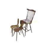 Windsor Chair and 2 Plank Bottom Chairs