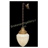 Art Deco Brass and Glass Pendant Light