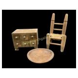 Primitive Spice cabinet, Doll Chair, Small Wood