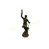 Bronze Male Figure Statue with Marble Base