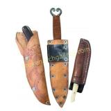 Three Handcrafted Fixed-Blade Knives