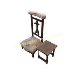Wooden Prie-Dieu with Upholstered Accents