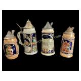 Four German Beer Steins