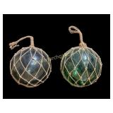 2 Large Blown Glass Fishing Gloats
