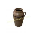 Brown Stoneware Crock With Two Handles