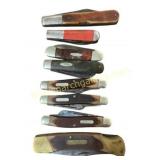 Eight Folding Pocket Knives