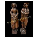 Pair Carved Oak Figural Elements