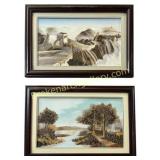 2 Vintage Feather Landscapes