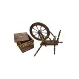 Wooden Spinning Wheel and Box