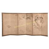 Japanese Painted Folding Room Screen