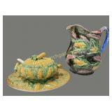 Majolica Corn Tureen, Corn Pitcher