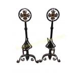 Pair of Large Antique Wrought Iron Andirons