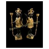 Pair Bronze Blackamoor Candle Holders