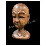 Carved Wood Bust of Man