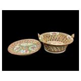 Chinese Rose Medallion Chestnut Basket