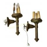 Pair Brass Wall Sconces