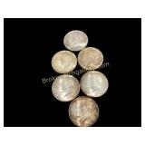 Six 1964 Kennedy Half Dollar Coins