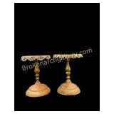 Pair Antique Brass Trivet Stands