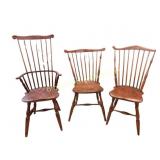 3 Straight Back Antique Windsors