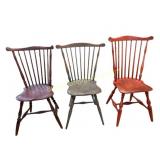 3 Painted Windsor Chairs