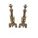 Pair of Ornate Gothic Revival Andirons