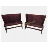 Pair Solid Mahogany Pub Benches