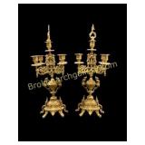 Pair Baroque Brass Candleabra
