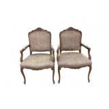 Louis XV Style Wood Armchairs