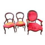3 Assorted Carved Victorian Chairs