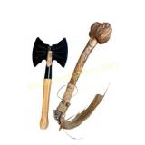 Decorative Double-Bit Axe & Native-Style War Club