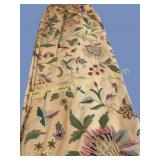 Pair Embroidered Crewelwork Drapery