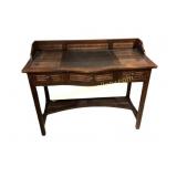 Wooden Writing Desk With Wicker Accents