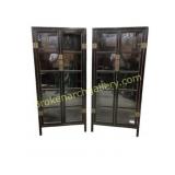 2 Metal Framed Glass Cabinets