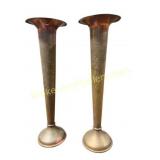 Pair 24' Tall Hammered Brass Bud Vases
