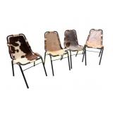 4 Cow Hide Dining Chairs w Metal Frames