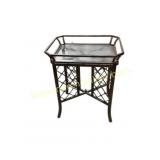 Metal Side Table with Inset Glass Top
