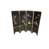 Four-Panel Lacquered Wood Folding Screen