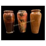 Three Carved Wood Vases