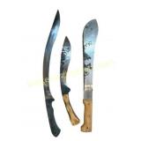 Trio of Assorted Machetes & Utility Knives