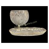 Glass Rose Bowl, Elegant Glass Tray