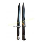 Pair of WWI/WWII Bayonets with Scabbards