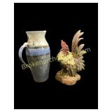 Studio Pottery Pitcher, Pottery Rooster