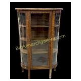 Tiger Oak Curved Front Curio Cabinet