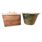 Copper Boiler & Large Brass Pail