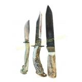 Stag-Handle Fixed Blade Knives Trio