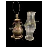 Brass Table Lamp, Hurricane Globe